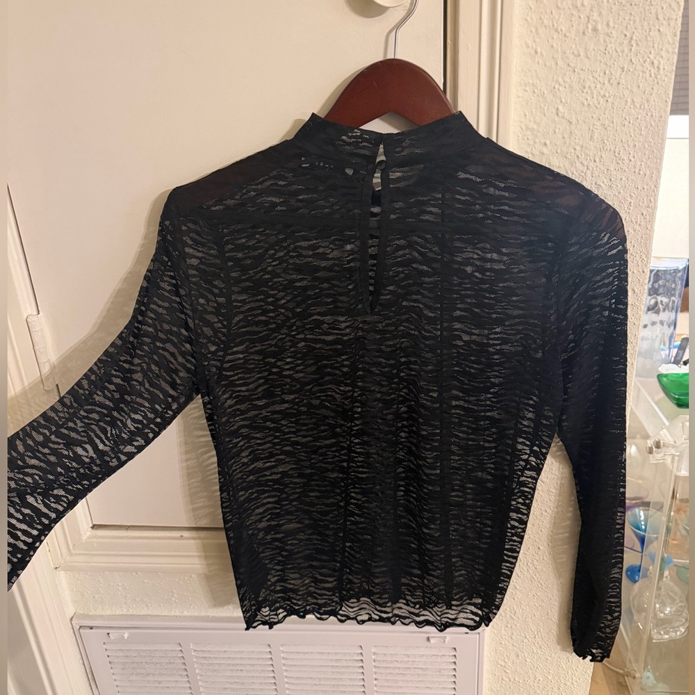 NWOT Sheer Tiger Stripe Long Sleeve Top - Picture 2 of 5